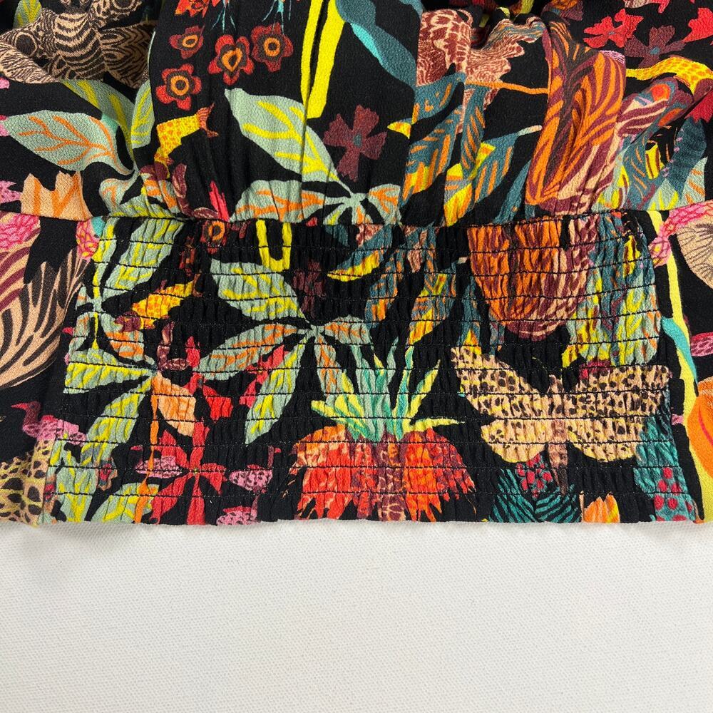 Michelle Morin Anthropologie Colorful Floral Surplice Tie Waist Blouse Size S - Picture 11 of 12